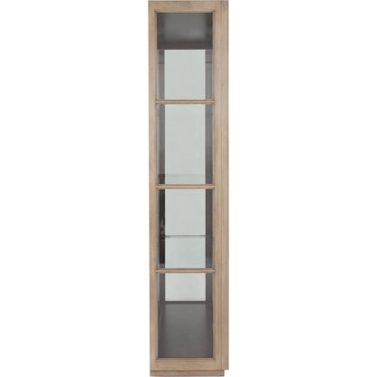 Everett Curio Cabinet by Fairfield Chair in brown and biscotti. Made from red oak in a unique style.