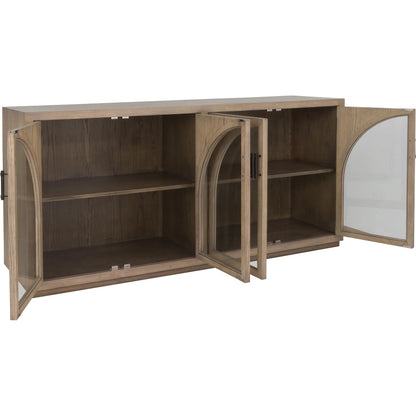 Everett Credenza by Fairfield Chair in brown and biscotti. Made from red oak in a unique style.