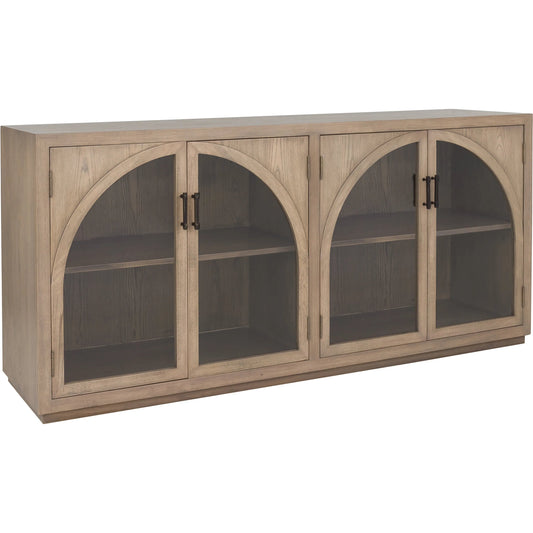 Everett Credenza by Fairfield Chair in brown and biscotti. Made from red oak in a unique style.