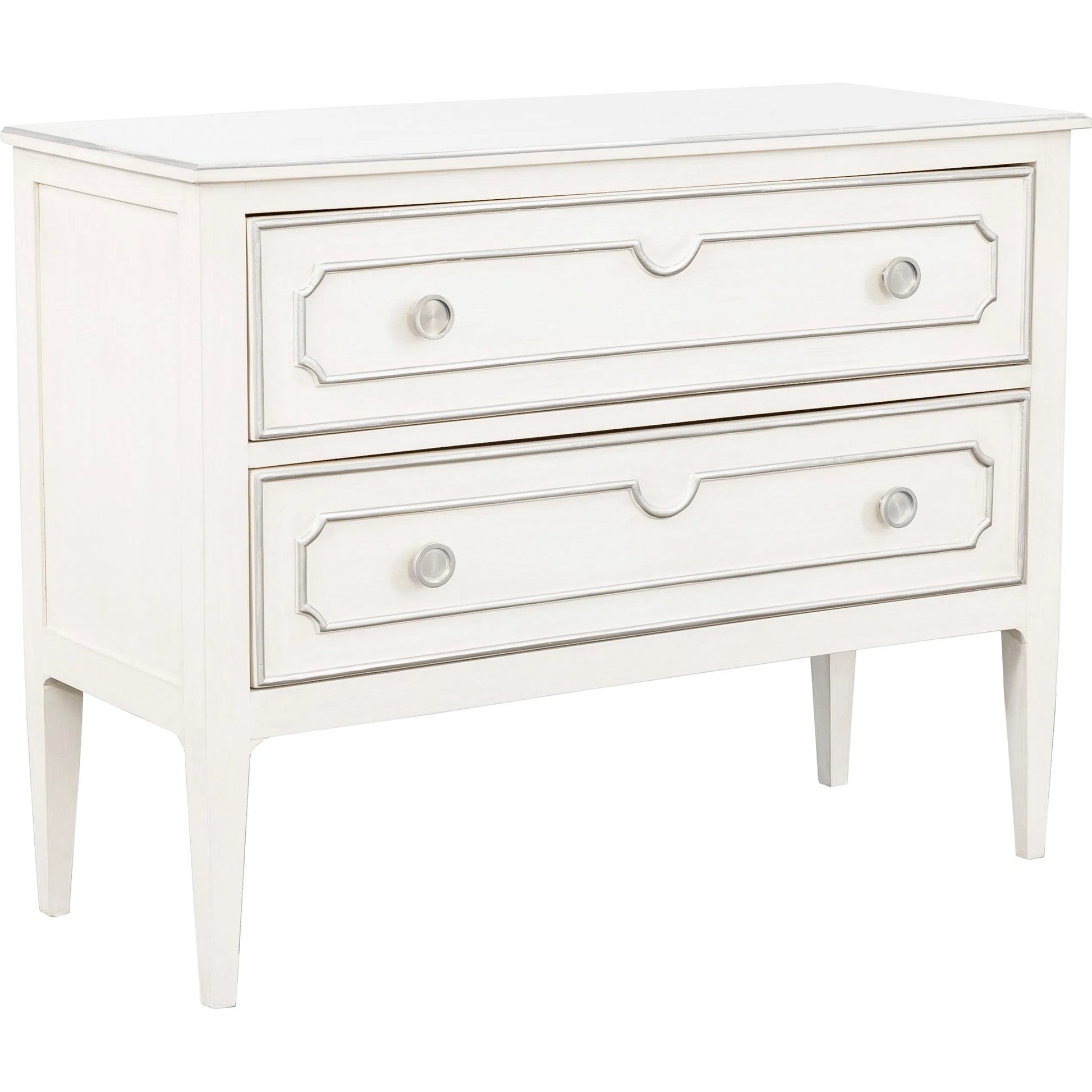 Camille Chest by Fairfield Chair in white. Made from walnut solids, veneers in a unique style.