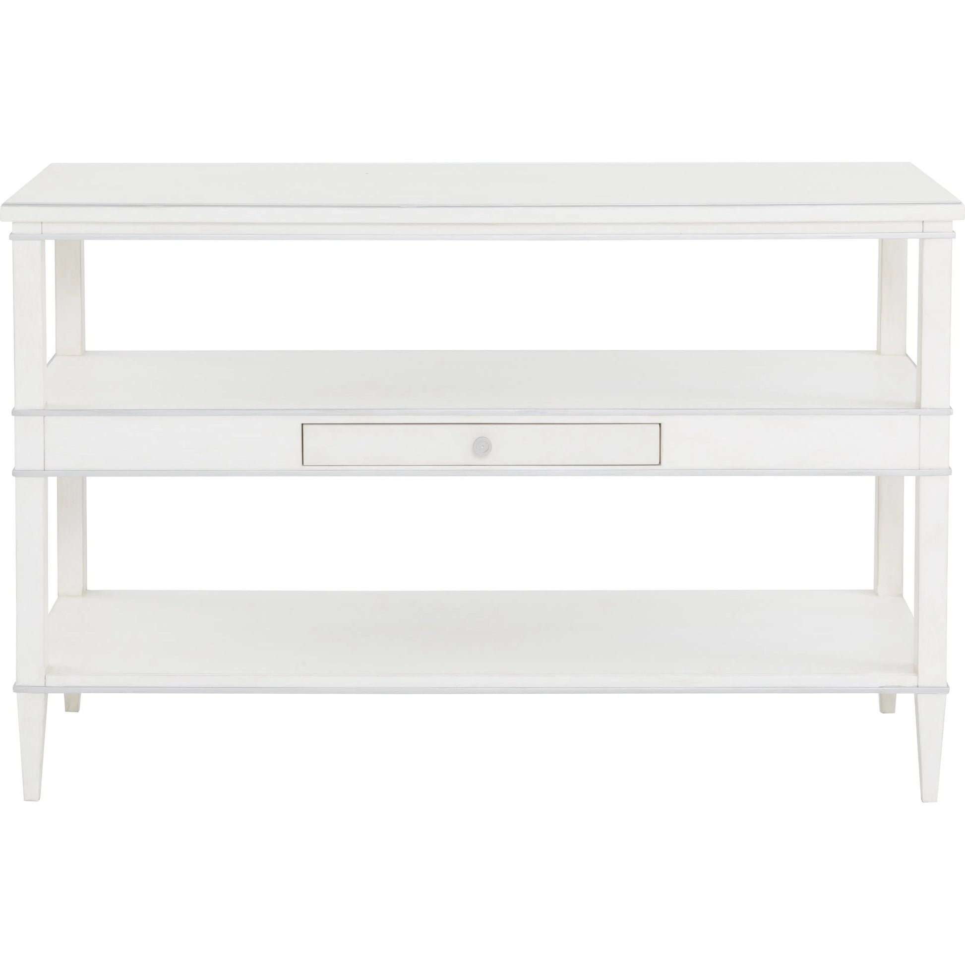Camille Console Table by Fairfield Chair in white. Made from rubberwood solids in a unique style.