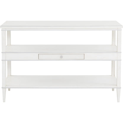 Camille Console Table by Fairfield Chair in white. Made from rubberwood solids in a unique style.
