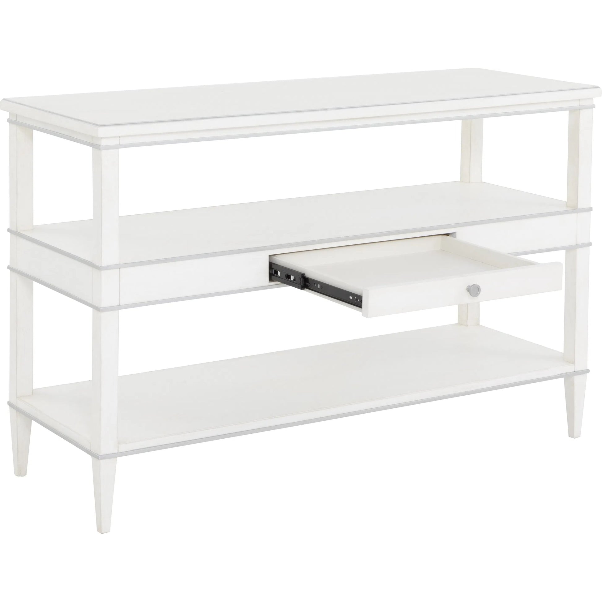 Camille Console Table by Fairfield Chair in white. Made from rubberwood solids in a unique style.