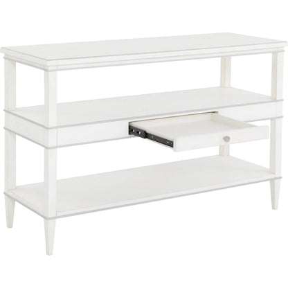 Camille Console Table by Fairfield Chair in white. Made from rubberwood solids in a unique style.
