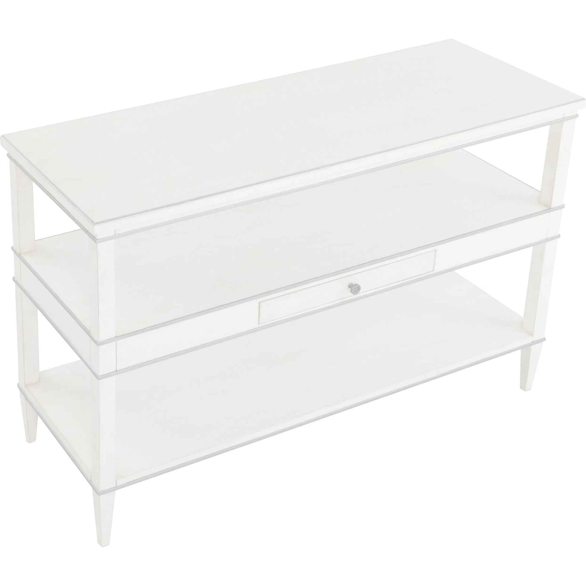 Camille Console Table by Fairfield Chair in white. Made from rubberwood solids in a unique style.