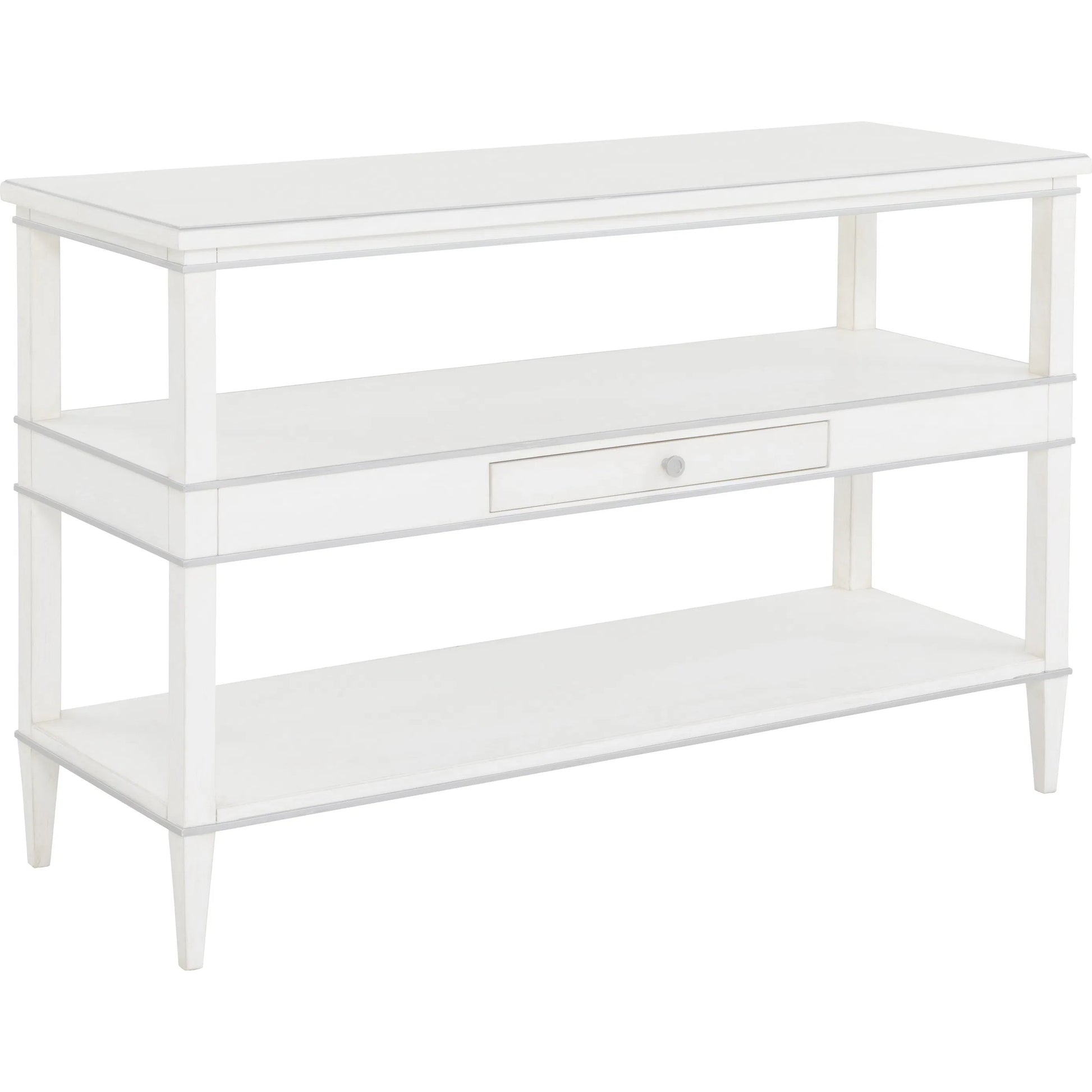 Camille Console Table by Fairfield Chair in white. Made from rubberwood solids in a unique style.