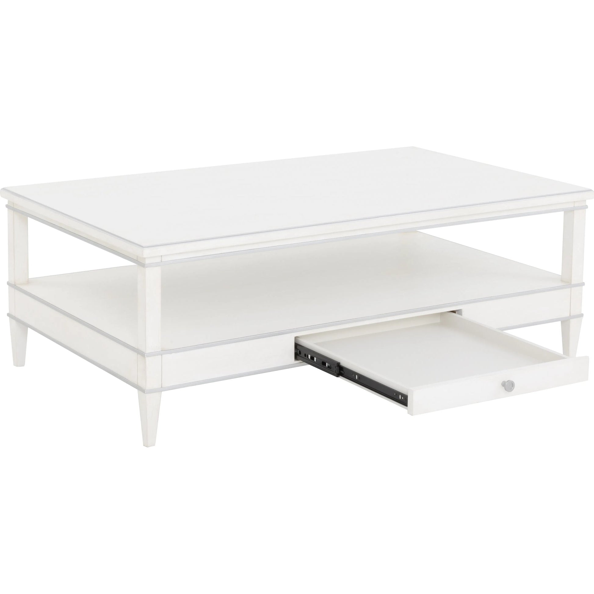 Camille Cocktail Table by Fairfield Chair in white. Made from rubberwood solids in a unique style.