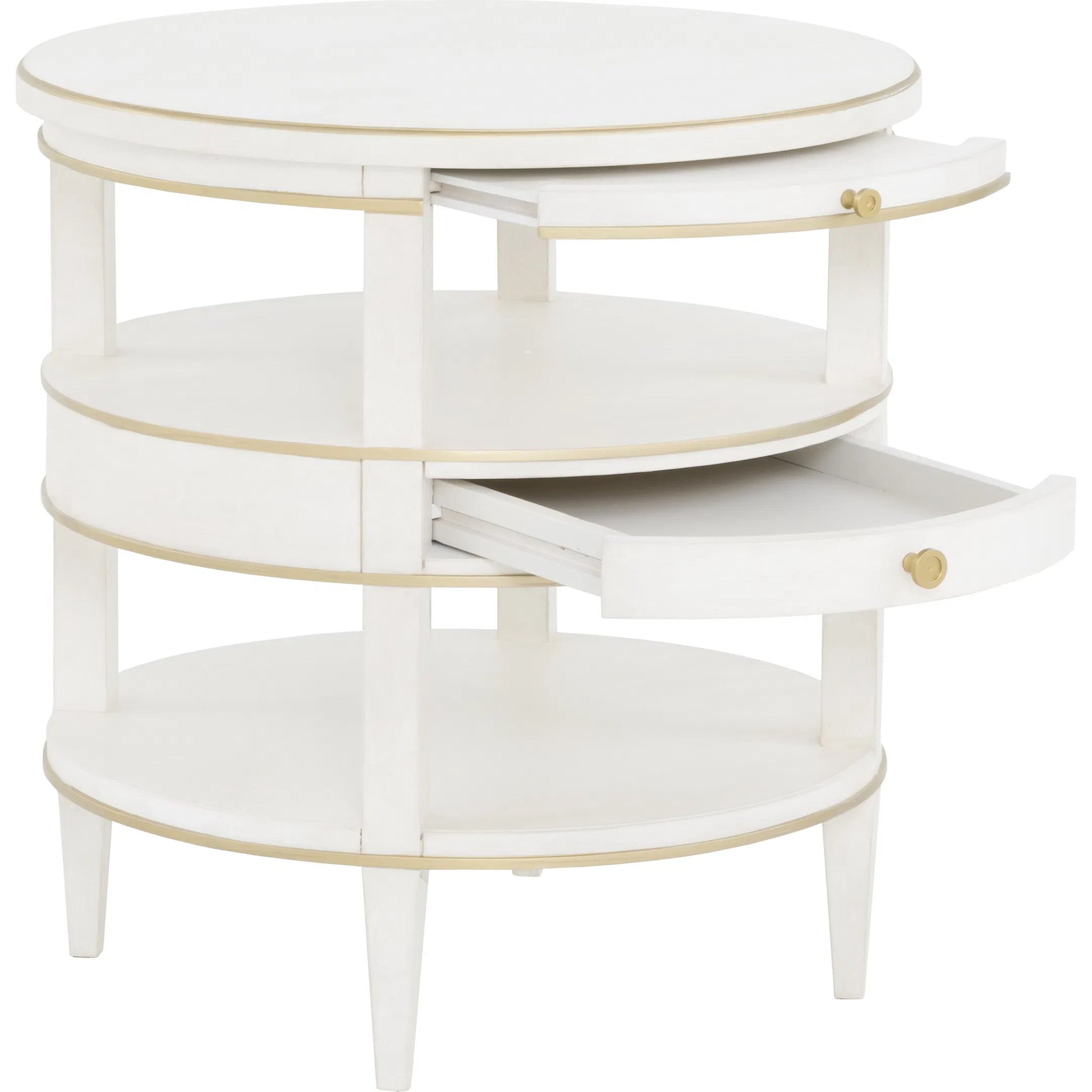 Camile End Table by Fairfield Chair in white and linen. Made from rubberwood solids in a unique style.
