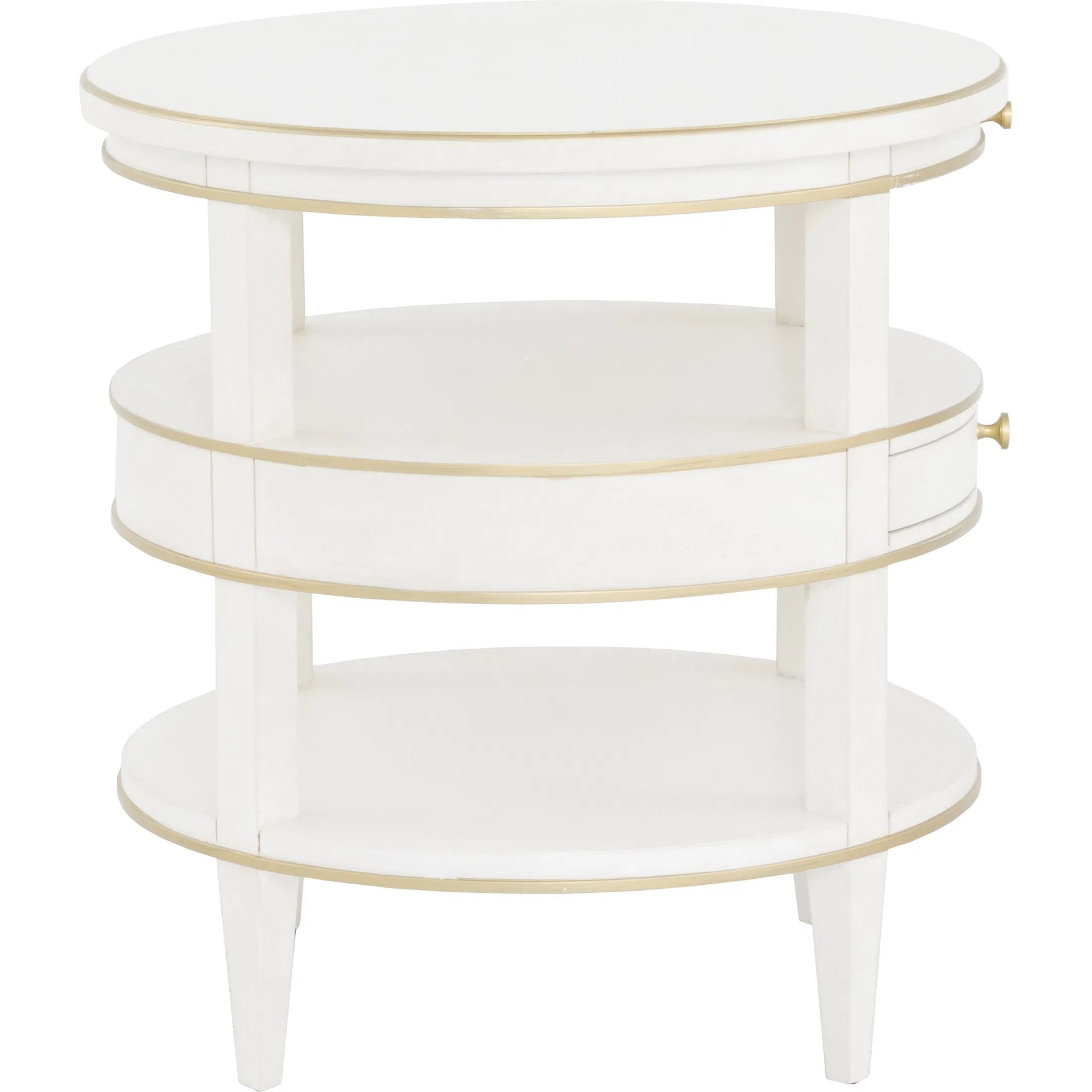 Camile End Table by Fairfield Chair in white and linen. Made from rubberwood solids in a unique style.