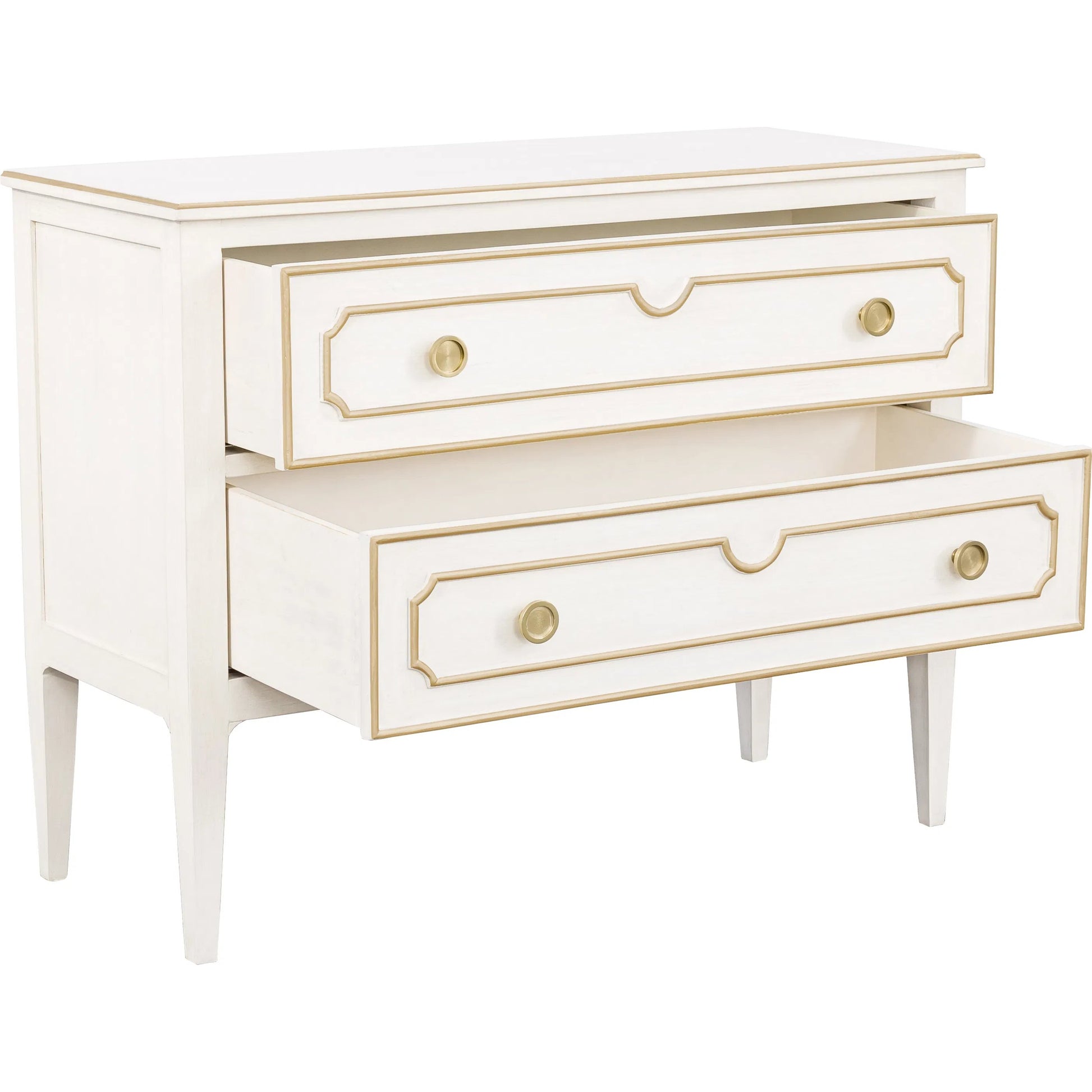 Camille Chest by Fairfield Chair in white. Made from walnut solids, veneers in a unique style.