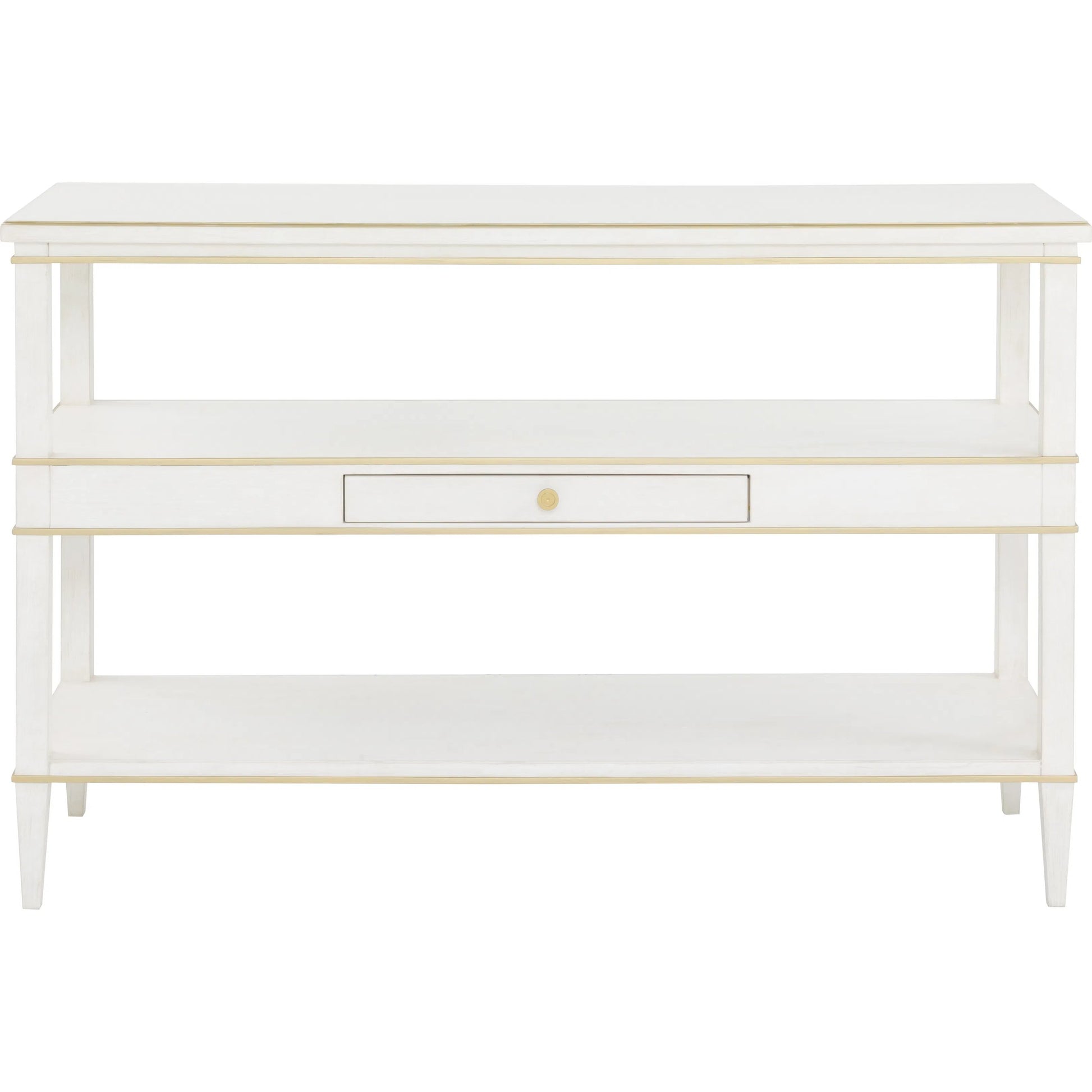 Camille Console Table by Fairfield Chair in white. Made from rubberwood solids in a unique style.