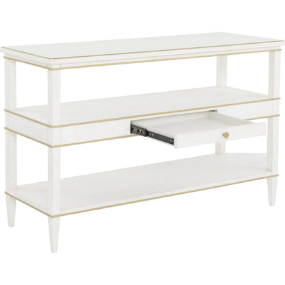 Camille Console Table by Fairfield Chair in white. Made from rubberwood solids in a unique style.