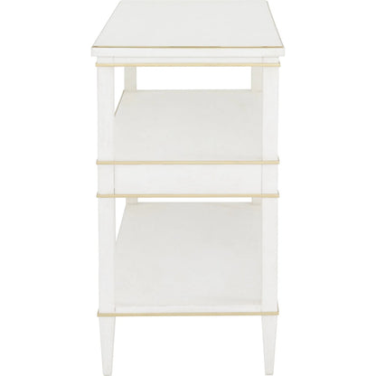 Camille Console Table by Fairfield Chair in white. Made from rubberwood solids in a unique style.