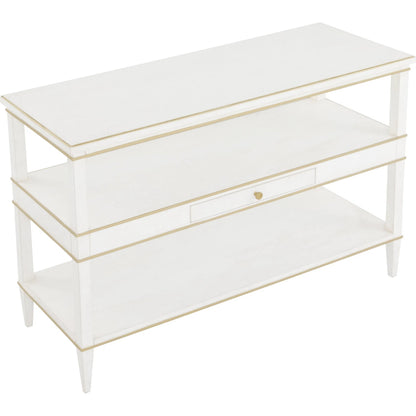 Camille Console Table by Fairfield Chair in white. Made from rubberwood solids in a unique style.