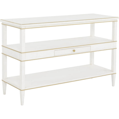 Camille Console Table by Fairfield Chair in white. Made from rubberwood solids in a unique style.