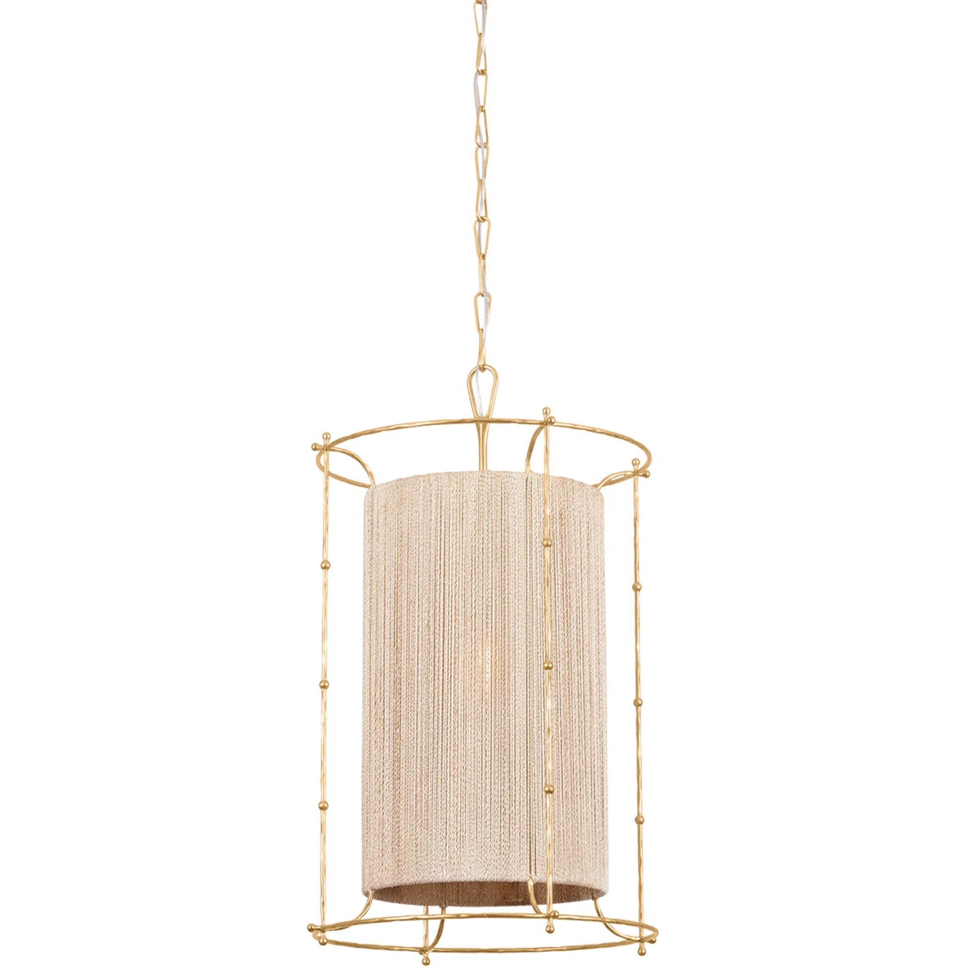 Jones Point Lantern by Hudson Valley in vintage gold leaf. Made from iron in a transitional style.