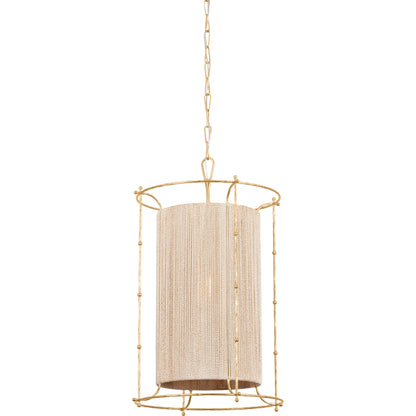 Jones Point Lantern by Hudson Valley in vintage gold leaf. Made from iron in a transitional style.