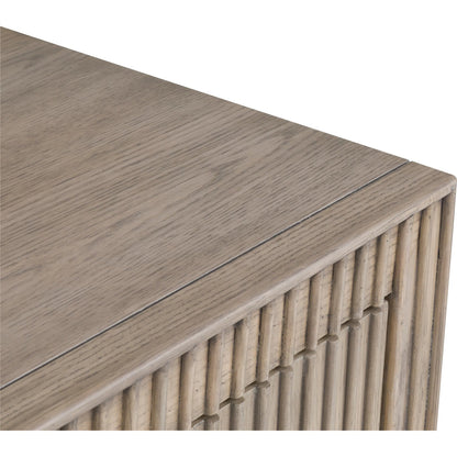Alchemy Chest by Fairfield Chair in brown and biscotti. Made from red oak solids, veneers in a unique style.