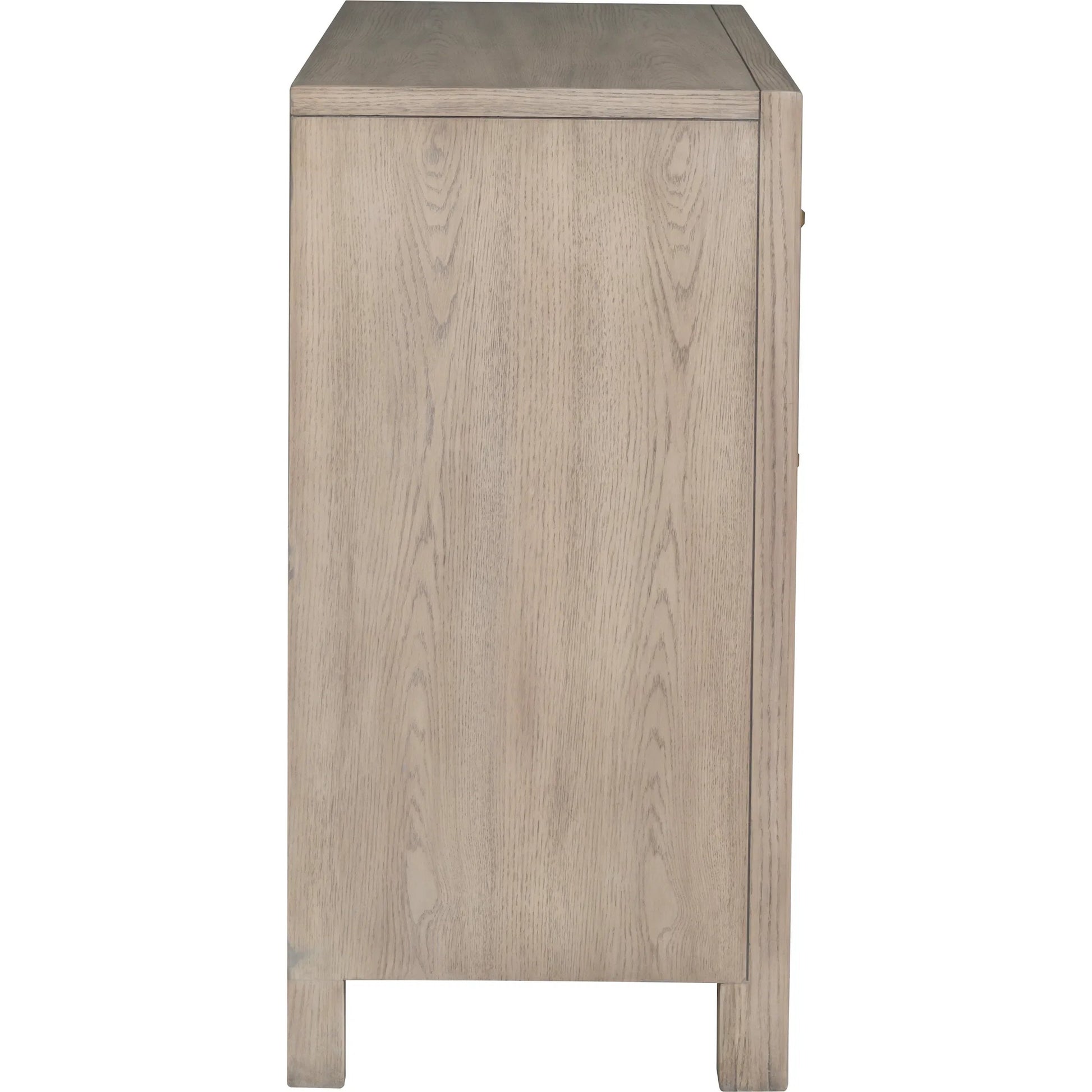 Alchemy Chest by Fairfield Chair in brown and biscotti. Made from red oak solids, veneers in a unique style.