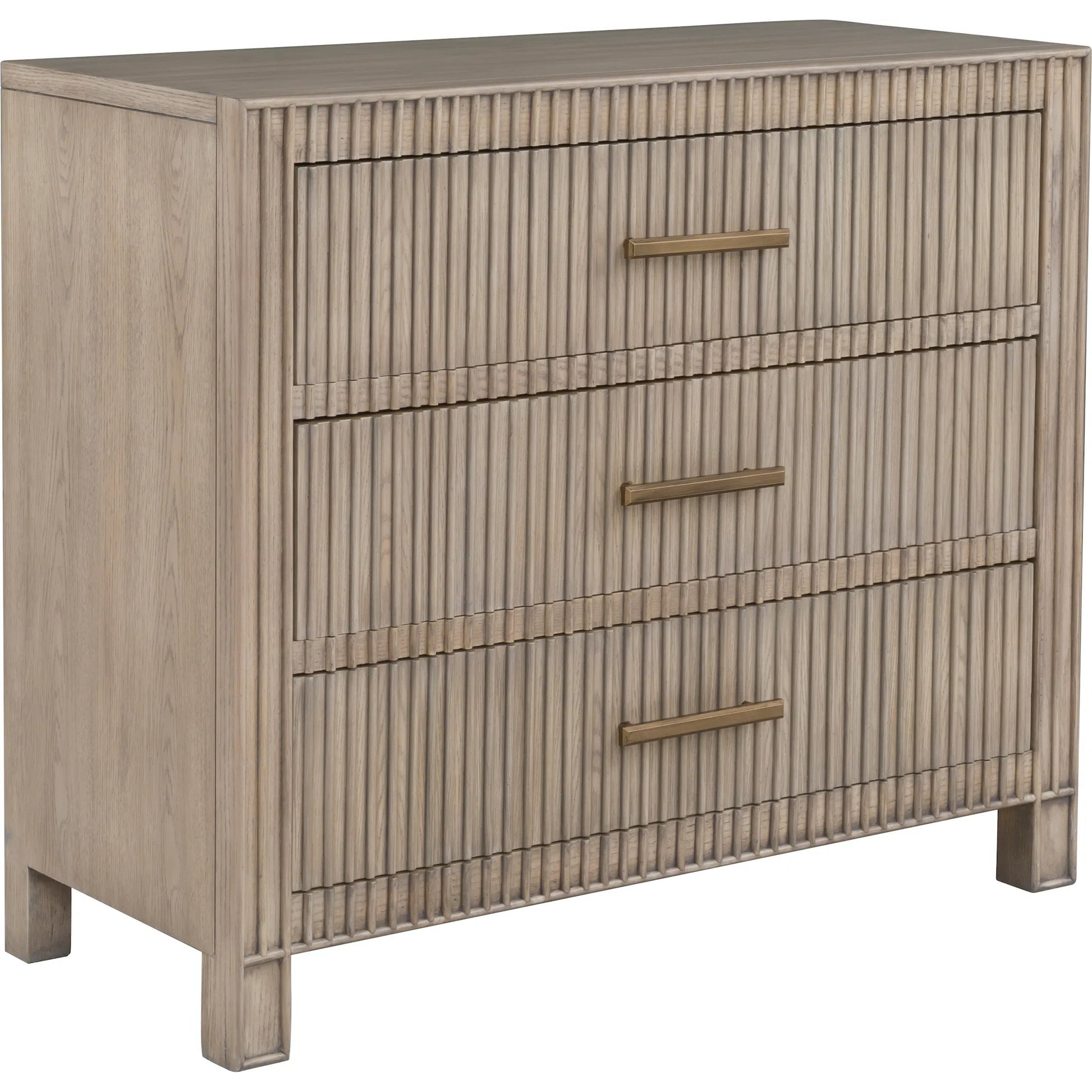 Alchemy Chest by Fairfield Chair in brown and biscotti. Made from red oak solids, veneers in a unique style.
