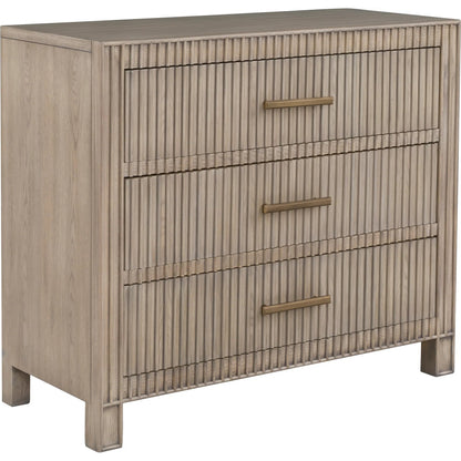 Alchemy Chest by Fairfield Chair in brown and biscotti. Made from red oak solids, veneers in a unique style.