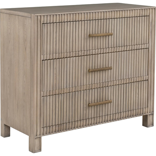 Alchemy Chest by Fairfield Chair in brown and biscotti. Made from red oak solids, veneers in a unique style.