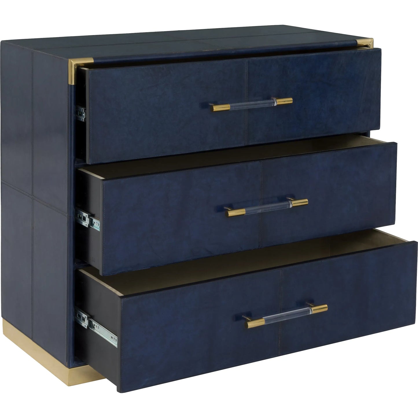 001 SI-2635781 | Additional Silo | Harper Chest by Fairfield Chair in dark blue and navy blue. Made from leather, metal accents, acrylic in a unique style.
