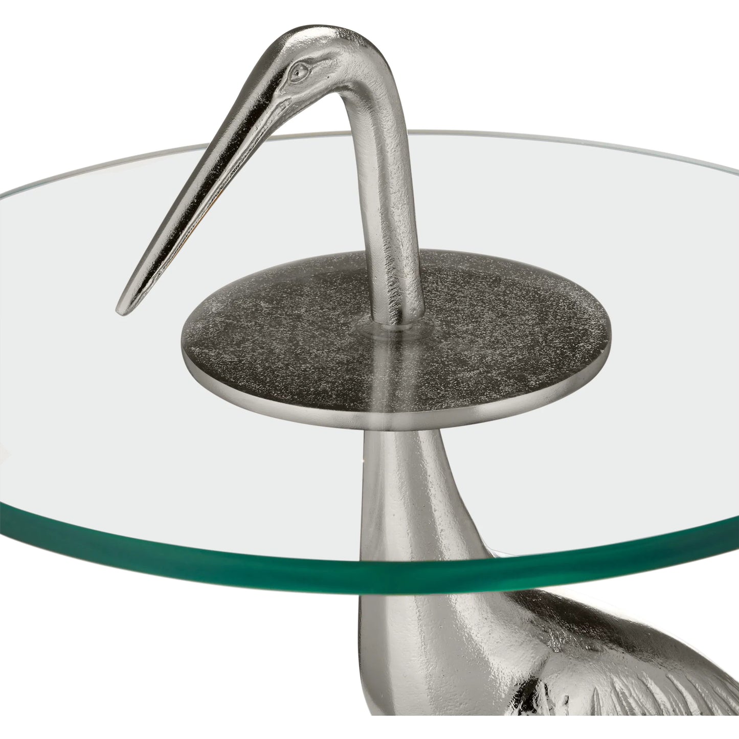 007 SI-2257286 | Closeup | Crane Accent Table by Currey and Company. Made from cast aluminum, glass in a modern style.