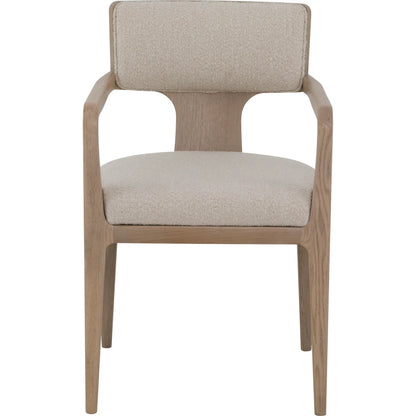 Everett Arm Chair by Fairfield Chair in brown and biscotti. Made from red oak in a unique style.
