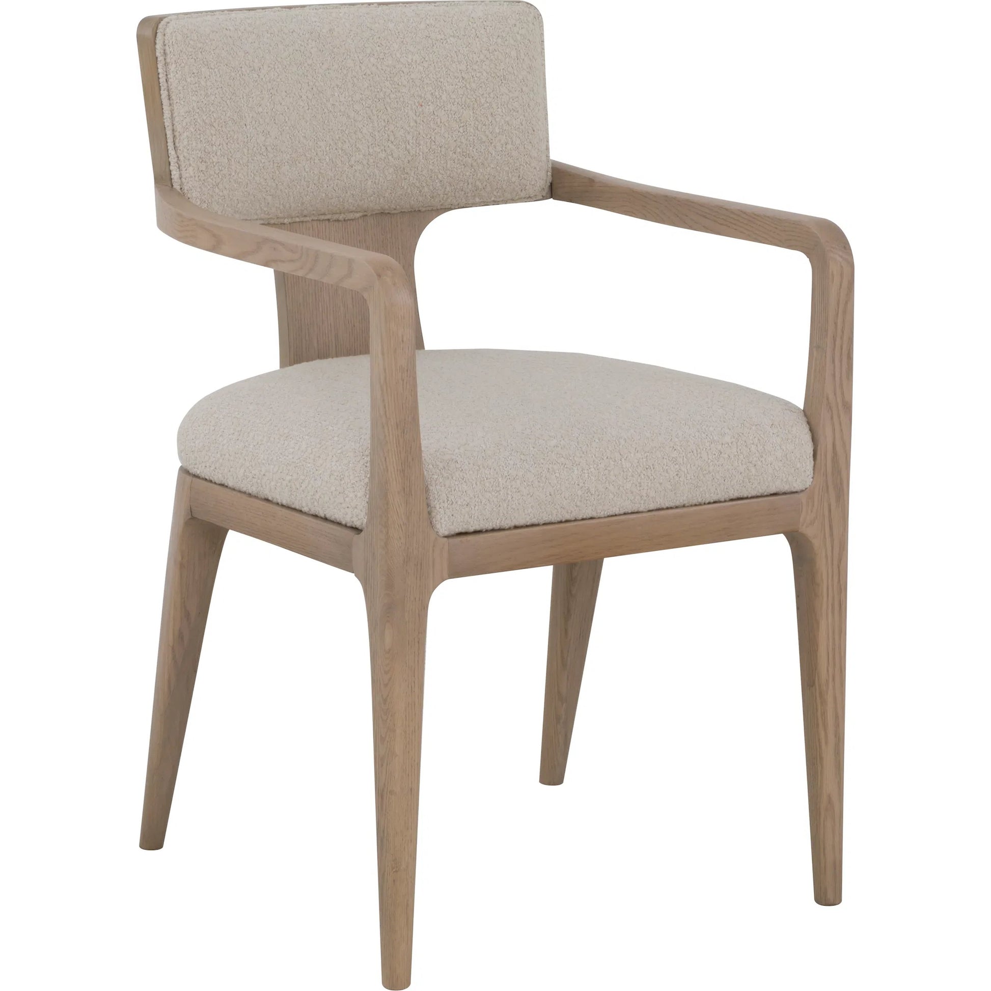 Everett Arm Chair by Fairfield Chair in brown and biscotti. Made from red oak in a unique style.