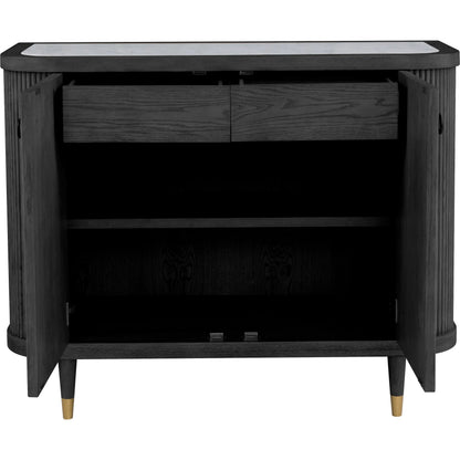 Everett Demilune Credenza by Fairfield Chair. Made from red oak solids, veneers in a unique style.