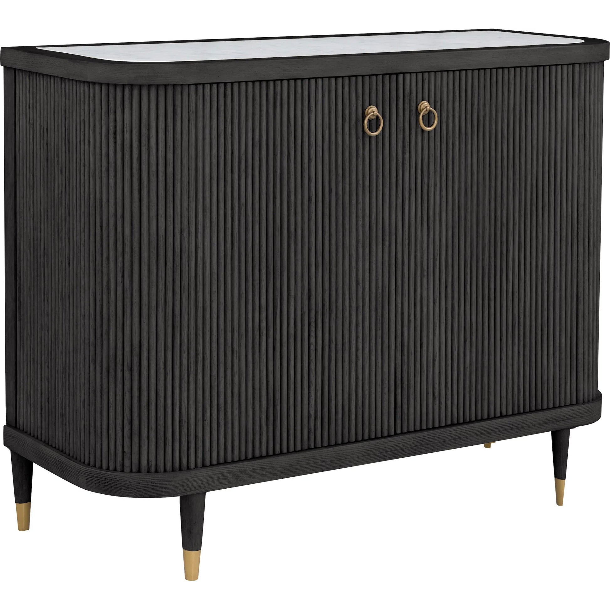 Everett Demilune Credenza by Fairfield Chair. Made from red oak solids, veneers in a unique style.