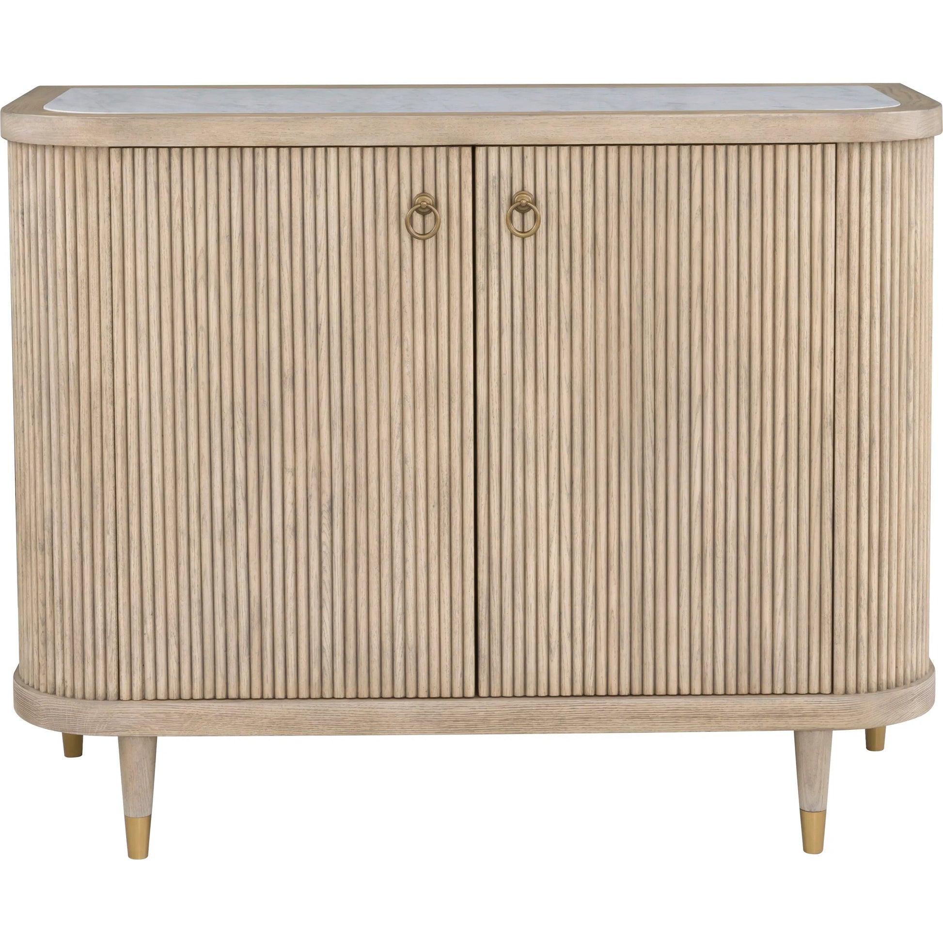 Everett Demilune Credenza by Fairfield Chair. Made from red oak solids, veneers in a unique style.