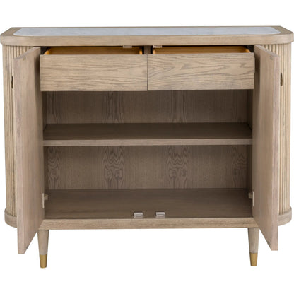 Everett Demilune Credenza by Fairfield Chair. Made from red oak solids, veneers in a unique style.