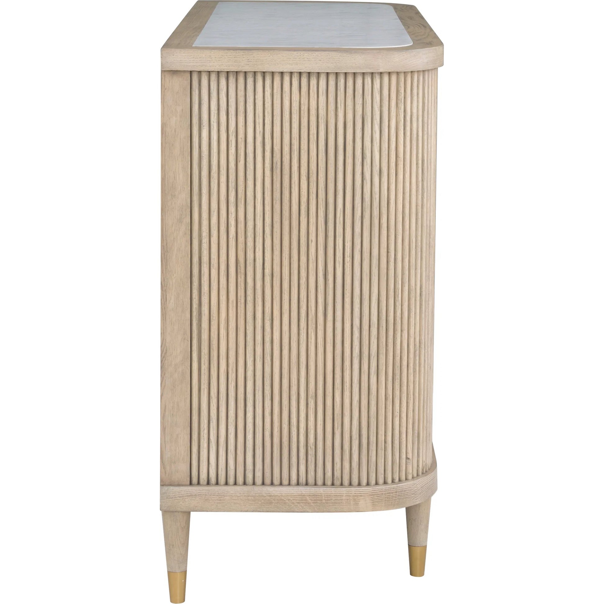 Everett Demilune Credenza by Fairfield Chair. Made from red oak solids, veneers in a unique style.