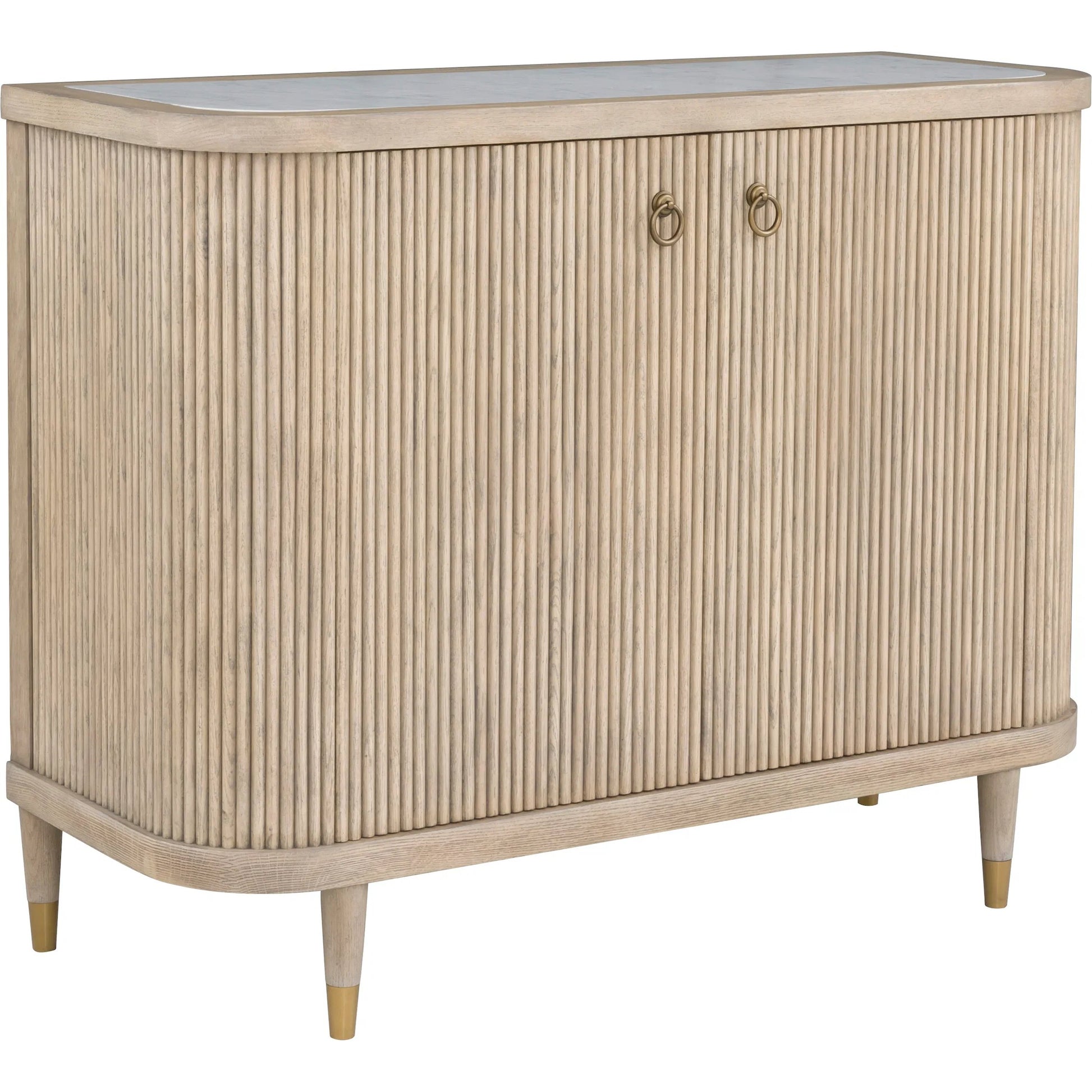 Everett Demilune Credenza by Fairfield Chair. Made from red oak solids, veneers in a unique style.