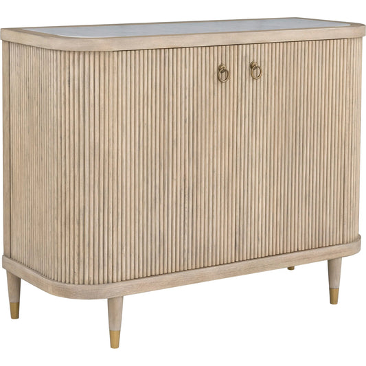 Everett Demilune Credenza by Fairfield Chair. Made from red oak solids, veneers in a unique style.