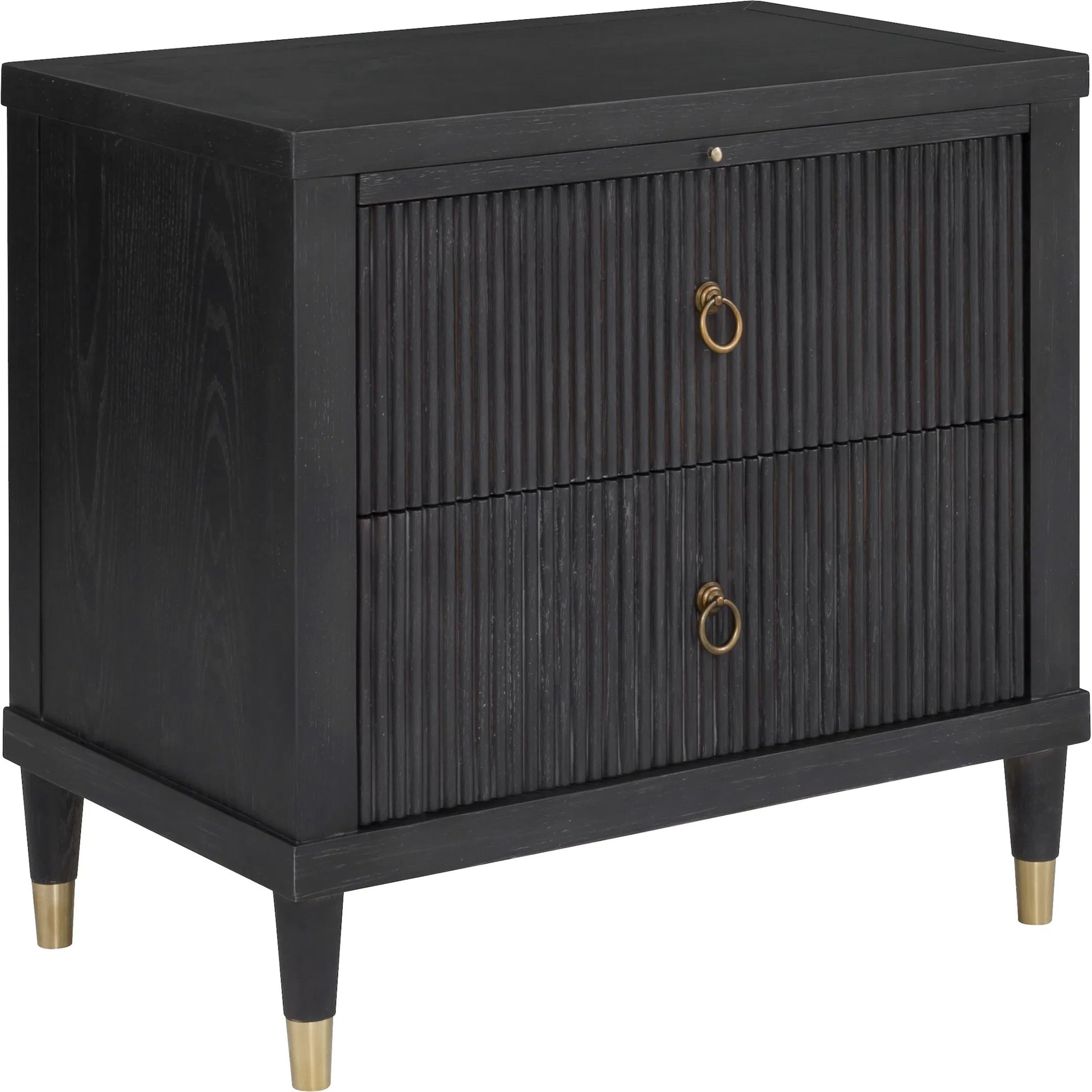 Everett Nightstand by Fairfield Chair. Made from red oak solids, veneers in a unique style.