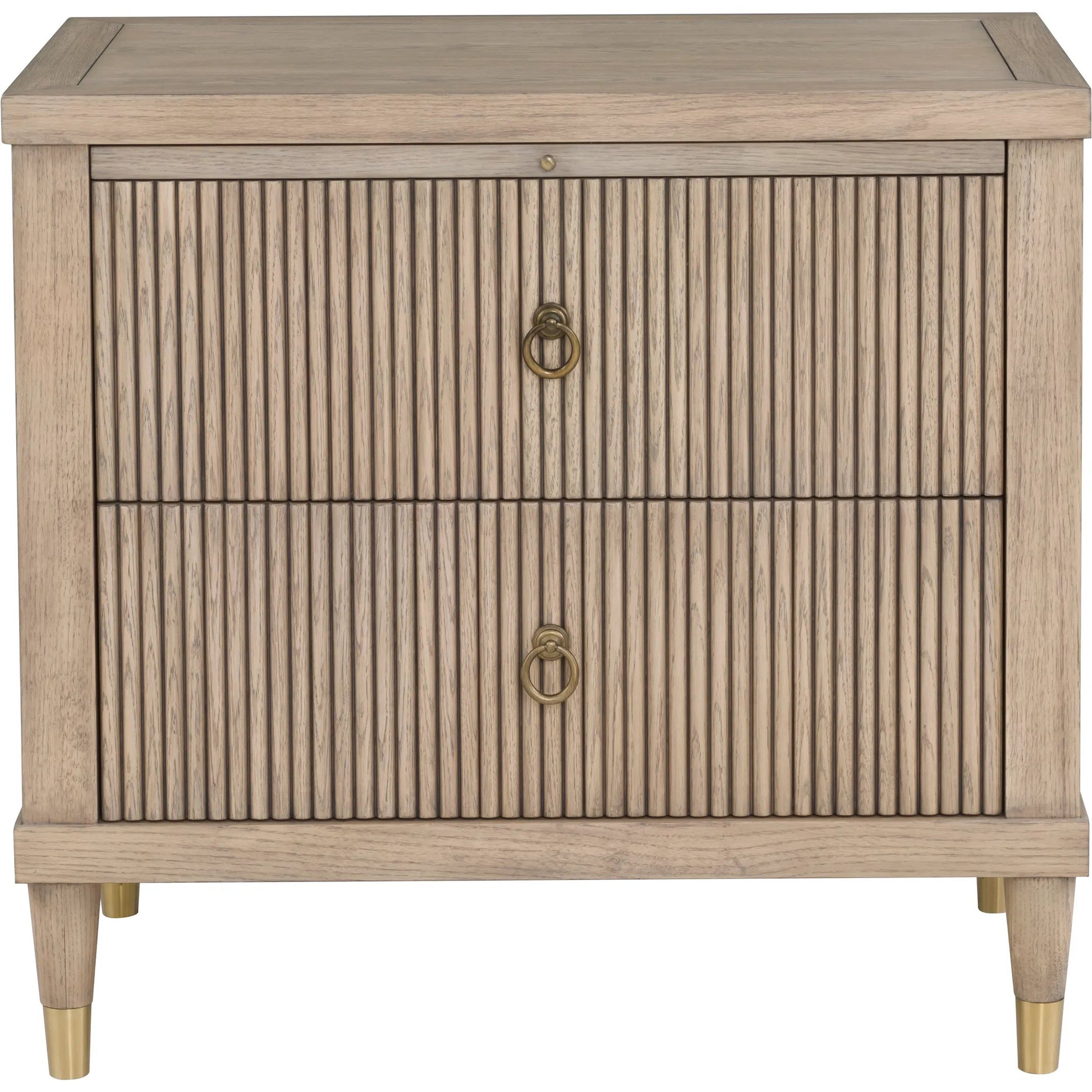 Everett Nightstand by Fairfield Chair. Made from red oak solids, veneers in a unique style.