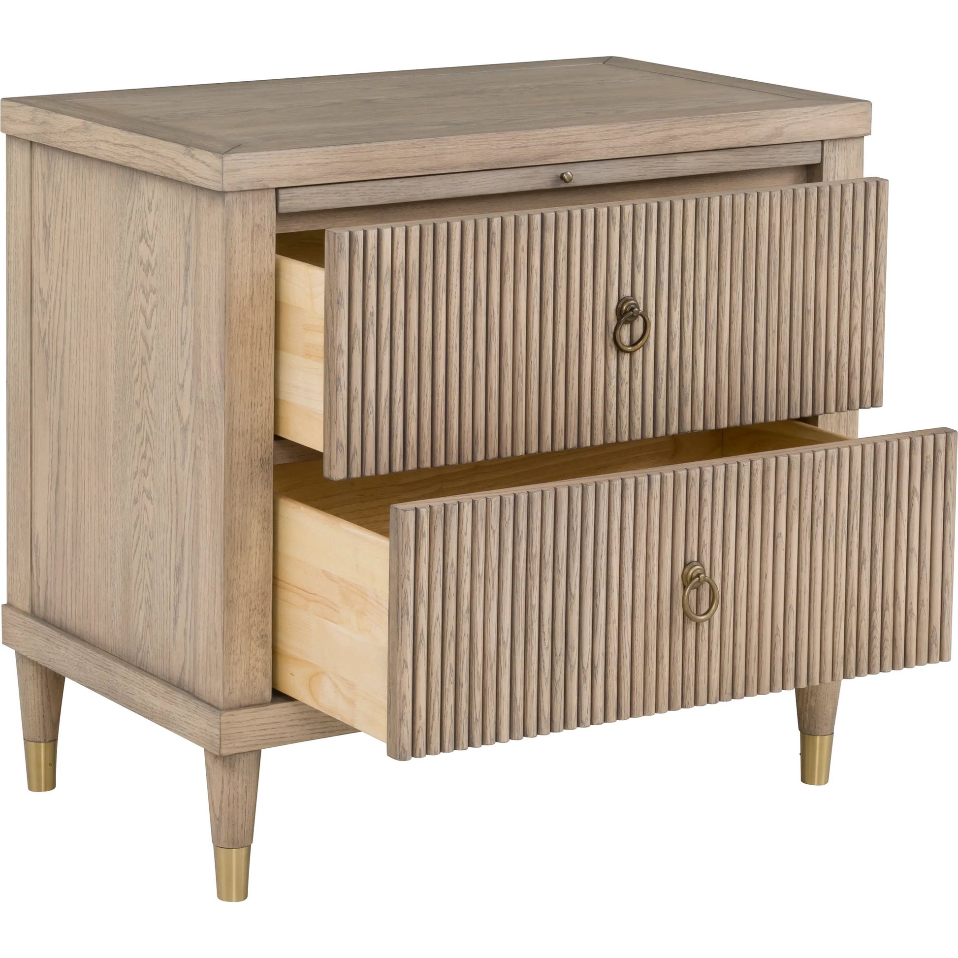 Everett Nightstand by Fairfield Chair. Made from red oak solids, veneers in a unique style.