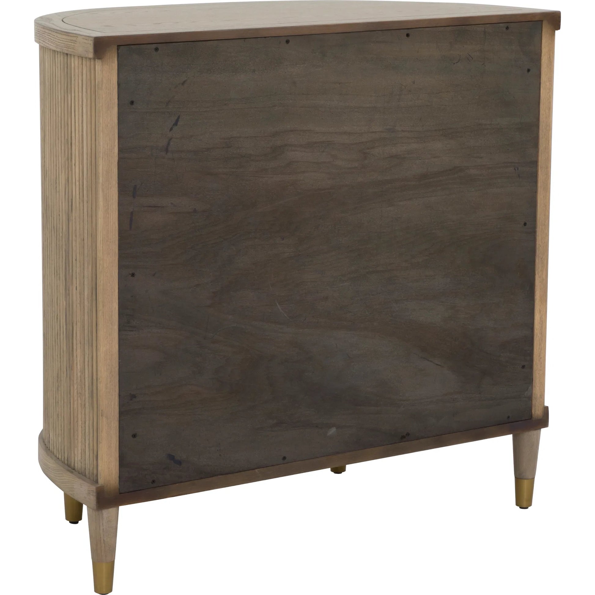 Everett Demilune Chest by Fairfield Chair in brown and biscotti. Made from red oak solids, veneers in a unique style.