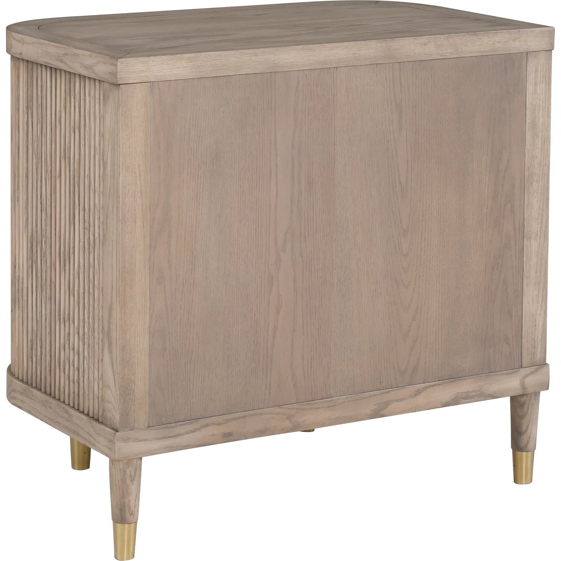 Everett Demilune 2-Drawer Nightstand by Fairfield Chair in brown and biscotti. Made from red oak solids, veneers in a unique style.