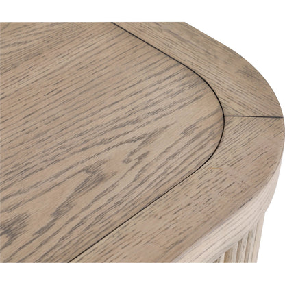 Everett Demilune 2-Drawer Nightstand by Fairfield Chair in brown and biscotti. Made from red oak solids, veneers in a unique style.