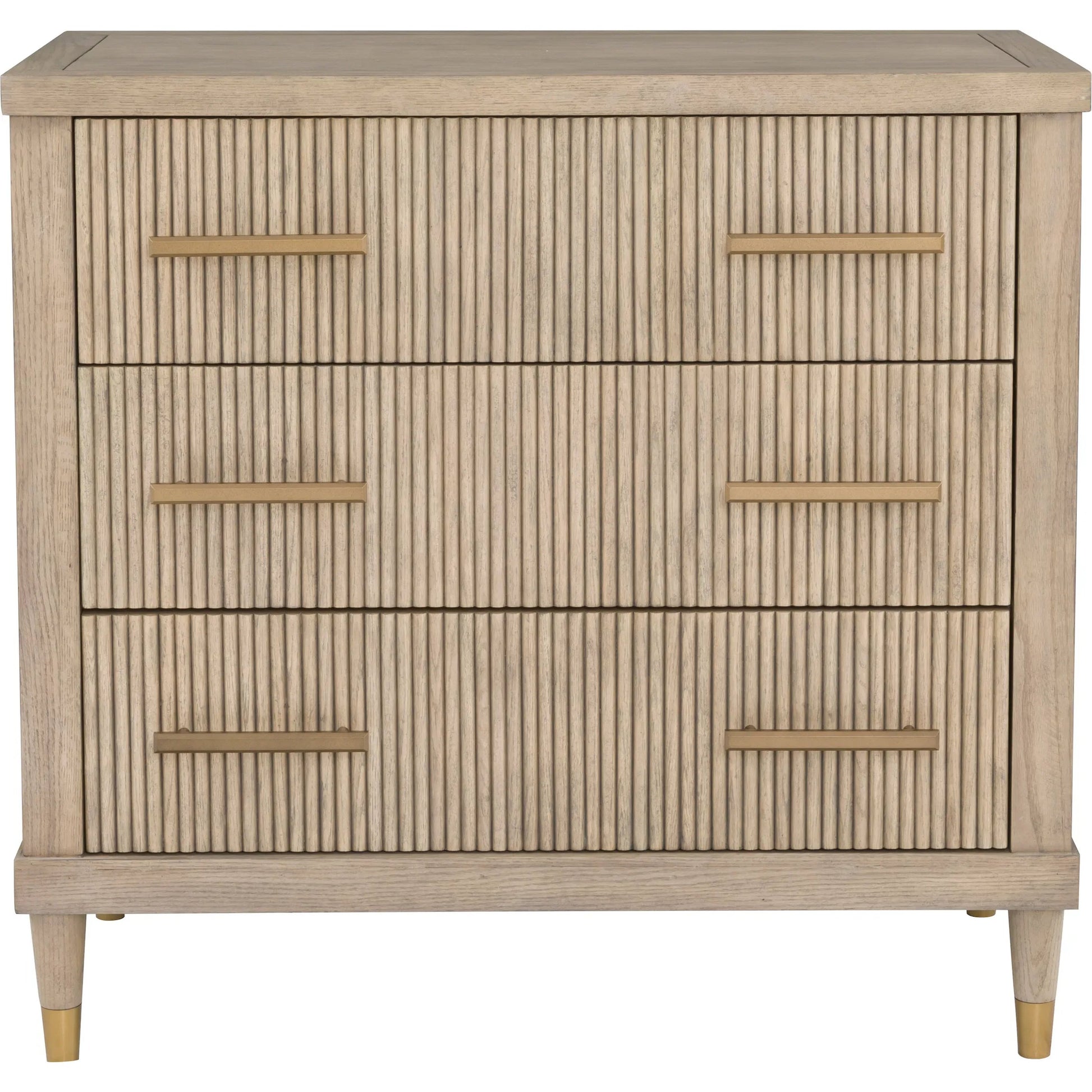 Everett 3-Drawer Chest by Fairfield Chair in brown and biscotti. Made from red oak solids, veneers in a unique style.