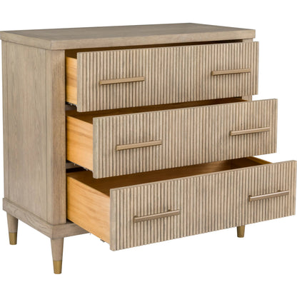 Everett 3-Drawer Chest by Fairfield Chair in brown and biscotti. Made from red oak solids, veneers in a unique style.