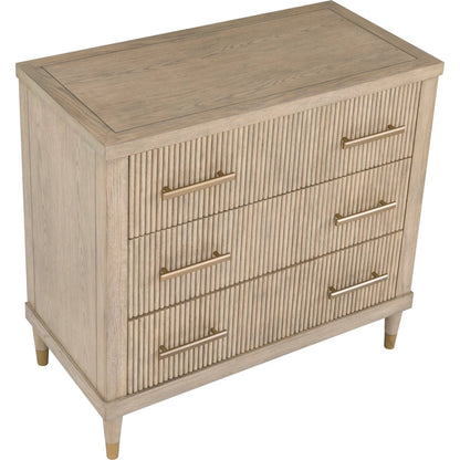 Everett 3-Drawer Chest by Fairfield Chair in brown and biscotti. Made from red oak solids, veneers in a unique style.