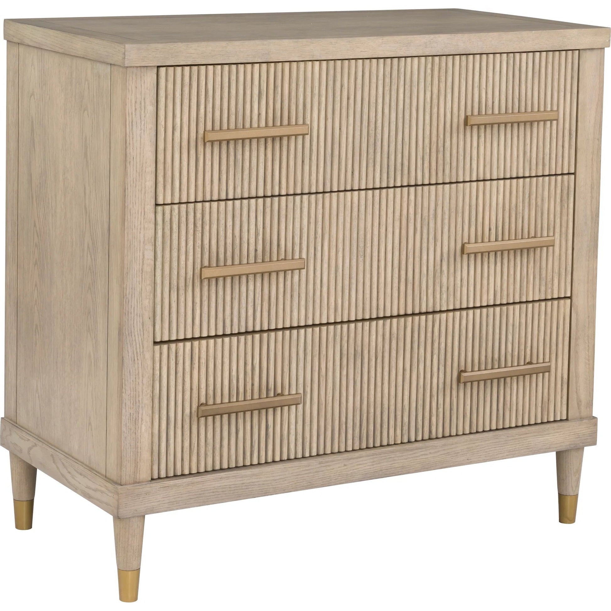 Everett 3-Drawer Chest by Fairfield Chair in brown and biscotti. Made from red oak solids, veneers in a unique style.