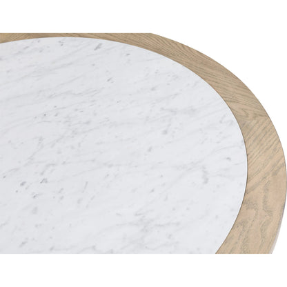 Everett Large Round Bunching Cocktail Table by Fairfield Chair. Made from red oak solids, veneers in a unique style.