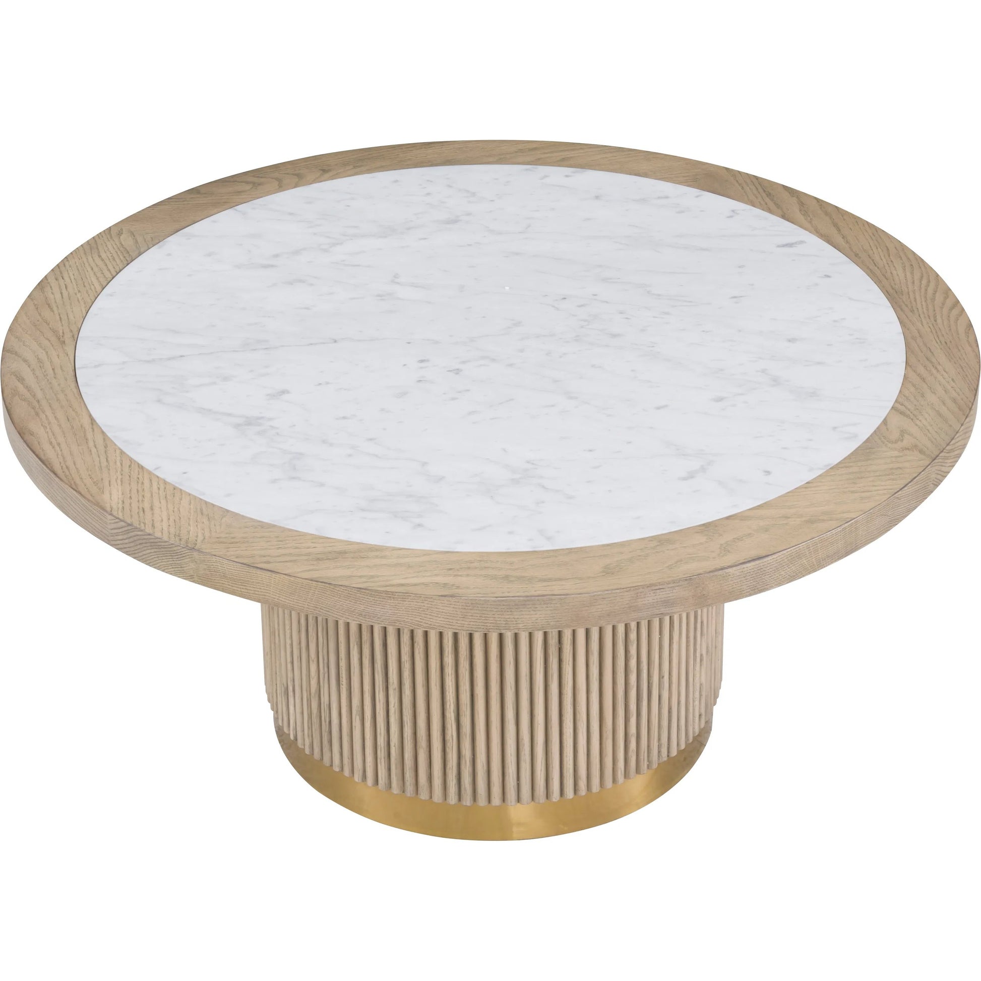 Everett Large Round Bunching Cocktail Table by Fairfield Chair. Made from red oak solids, veneers in a unique style.