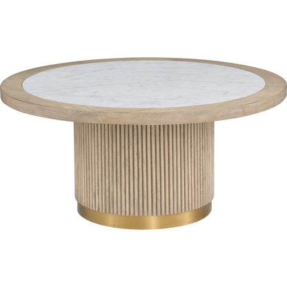 Everett Large Round Bunching Cocktail Table by Fairfield Chair. Made from red oak solids, veneers in a unique style.